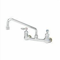 T&S Brass - 8'' c/c Double Pantry Faucet, Wall Mount, 12'' Swing Nozzle (062X), 00CC Inlets & Ceramas