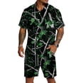 thumbnail image 2 of Dwelliawo Men's 2 Piece Casual Camouflage Outfit, Short Sleeve Button Down Shirt and Drawstring Shorts Breathable Summer Outfits for Outdoor Activities and Leisure Dark Green XL, 2 of 5