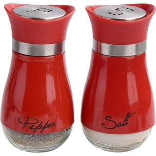 Hubert 2 oz Glass Salt and Pepper Shakers with Stainless Steel Mushroom Top Clear Glass