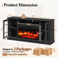 thumbnail image 5 of PAPROOS 63" Fireplace TV Stand for TVs up to 70" with 32" Electric Fireplace, Entertainment Center with LED, Modern Television Table Center With Remote Control for Living Room, Black, 5 of 13