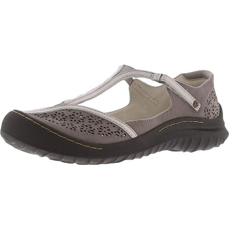 

Jambu Womens Creek Perforated T-Strap Sandals 6 Pewter/Taupe