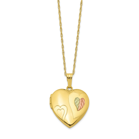 14k Yellow Gold Filled 12k Accents Black Hills Photo Pendant Charm Locket Chain Necklace That Holds Pictures Gifts For Women For Her