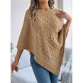 thumbnail image 5 of Women Knit Poncho Sweater Irregular Hallow Out Cape Casual Fashion Knitted Shawl Wraps Fall Winter Khaki S, 5 of 10