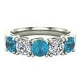 thumbnail image 4 of Wedding Band Five Stone Diamond Ring Round Brilliant Cut w/ Trellis Setting 1.10 CT TW 14K White Gold, 4 of 5