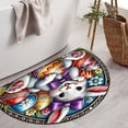 thumbnail image 3 of Half Round Door Flower Bunny Flower Egg Mat Half Moon Rug Washable Durable Semi Circle Carpet Floor mats for Indoor Outdoor Bathroom Kitchen Patio Hearth Rug Laundry Room Home Decoration, 3 of 5