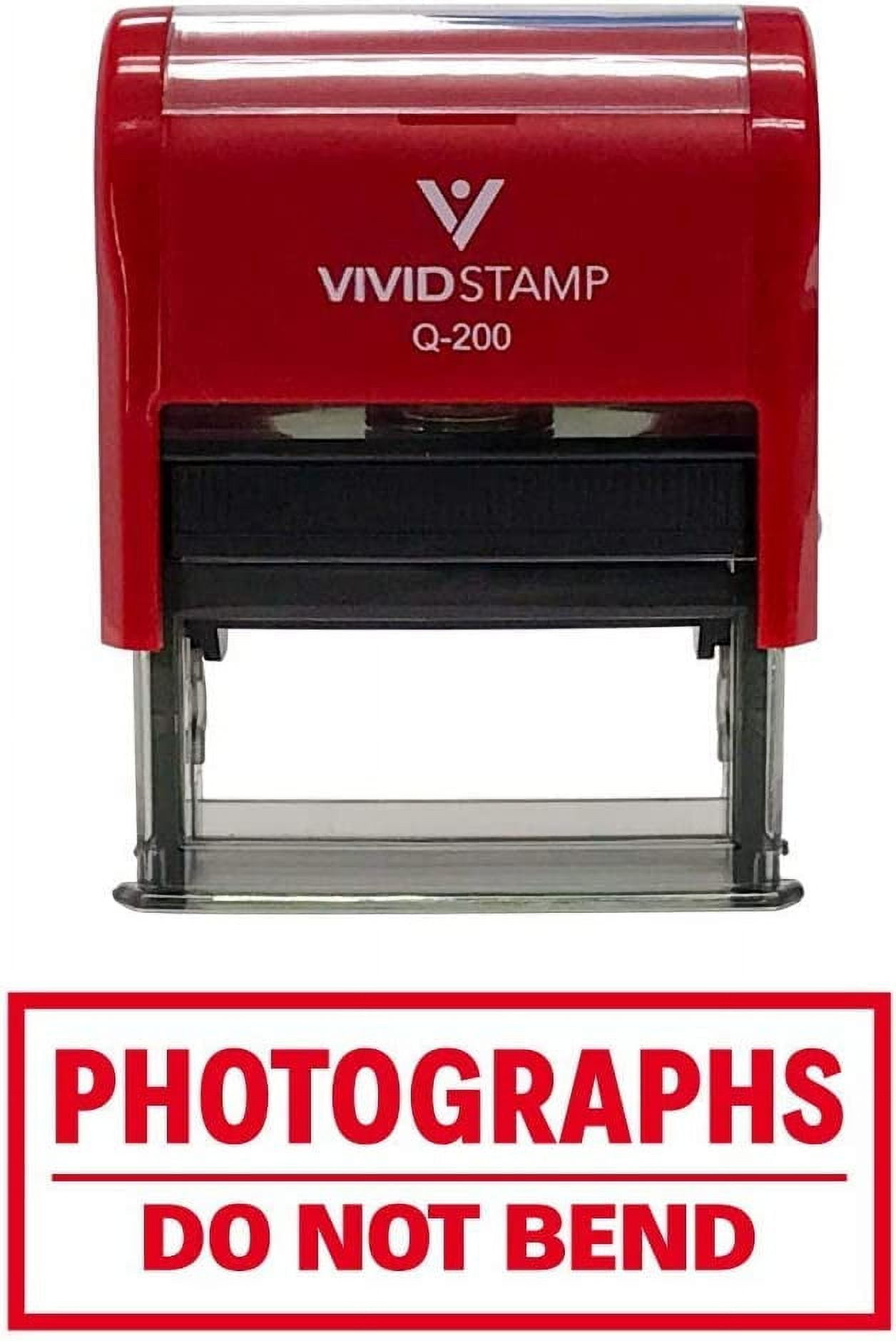 (3 pack) Vivid Stamp Photographs Do Not Bend Self Inking Rubber Stamp (Red Ink) - Medium