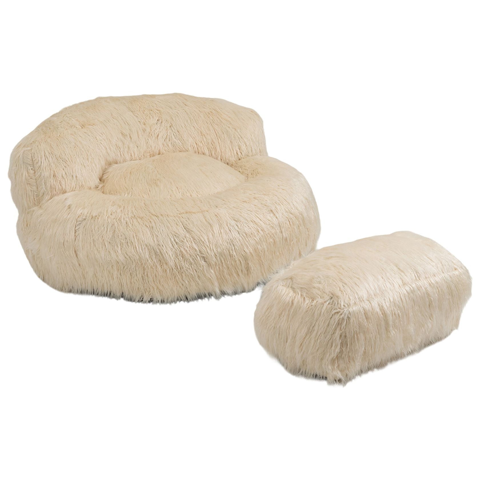 Magic Home 42.52 in. Comfy Beige Bean Bag Chair Faux Fur Plush Fabric Lazy Sofa  Couch with Ottoman Footstool for Adults and Kids CS-WF188187DAA - The Home  Depot