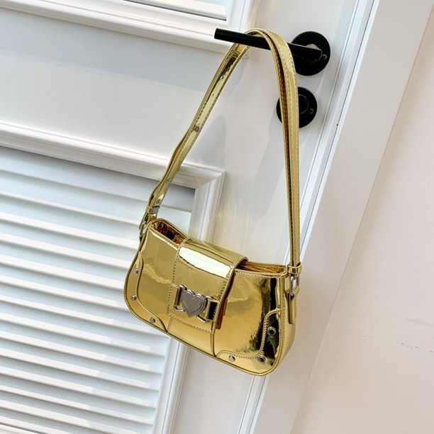 Bolso de hombro gótico para mujer Y2K Color metálico Spice Girls Bolso de citas (dorado)