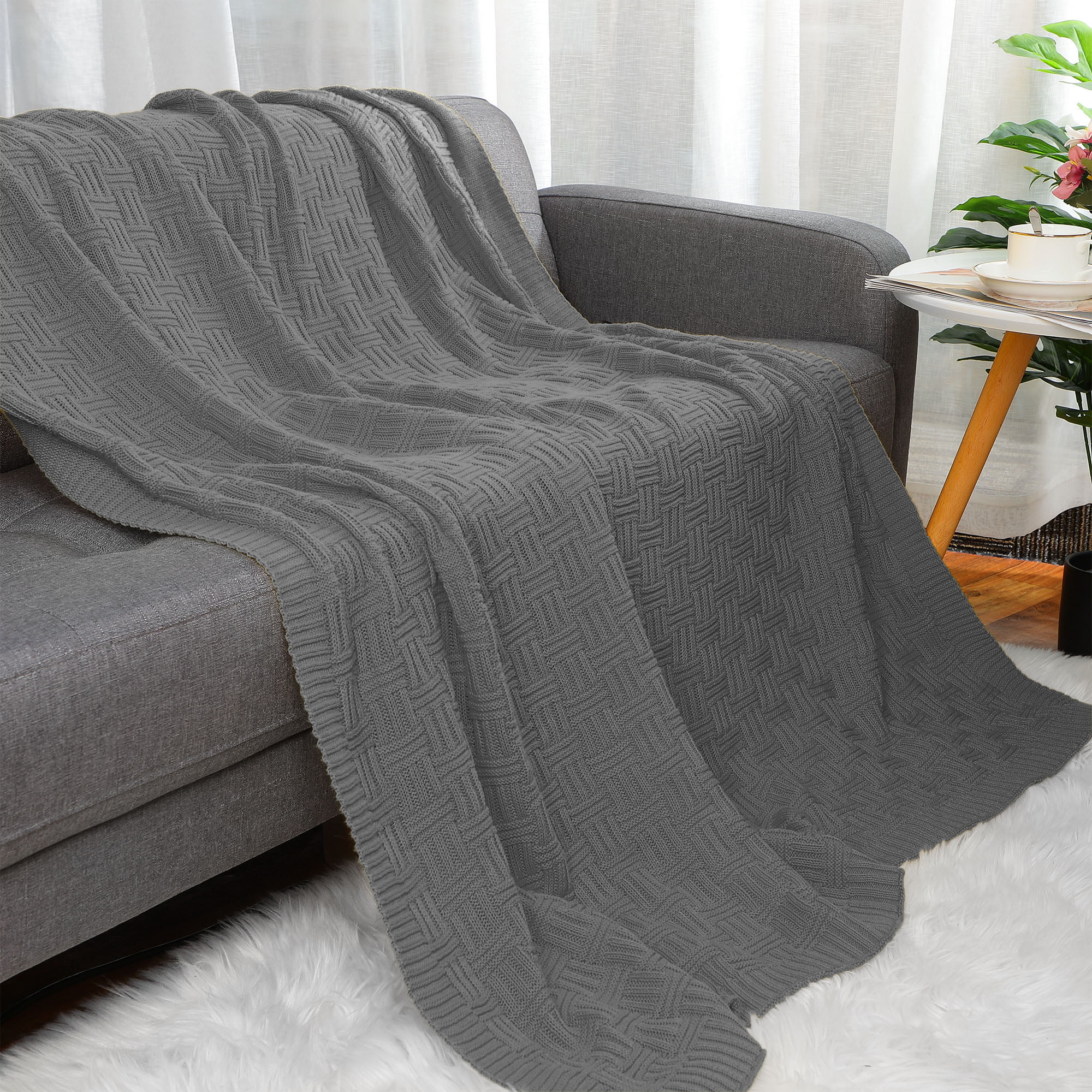 Details about   Stylish Hand Woven Sofa Bed Chair Blanket Throw Soft Chunky Cable Knit 