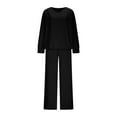 thumbnail image 6 of Besolor Womens Fall 2 Piece Fall Outfits Casual V Neck Long Sleeve Tops and Wide Leg Pants Matching Sets Tracksuits, 6 of 9
