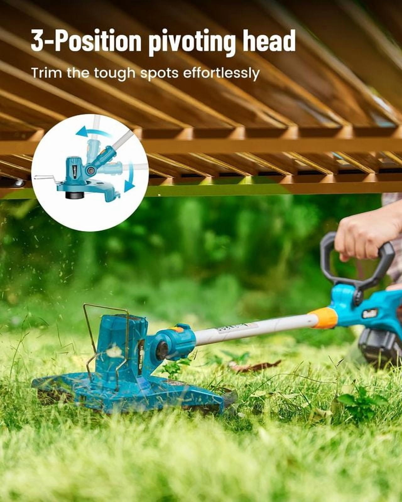 SEESII 3 in 1 Cordless Weed Wacker Grass Eater Electric String Trimmer and Leaf Blower Vacuums Combo Kit 5-Speed for Yard Lawn