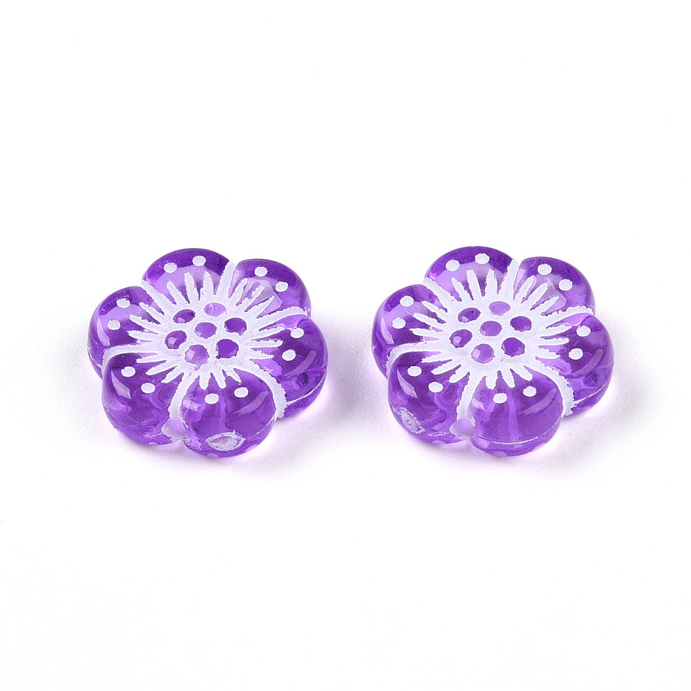 Transparent Acrylic Beads Flower Blue Violet 12x12x3.6mm Hole: 1.2mm 1190pcs/500g