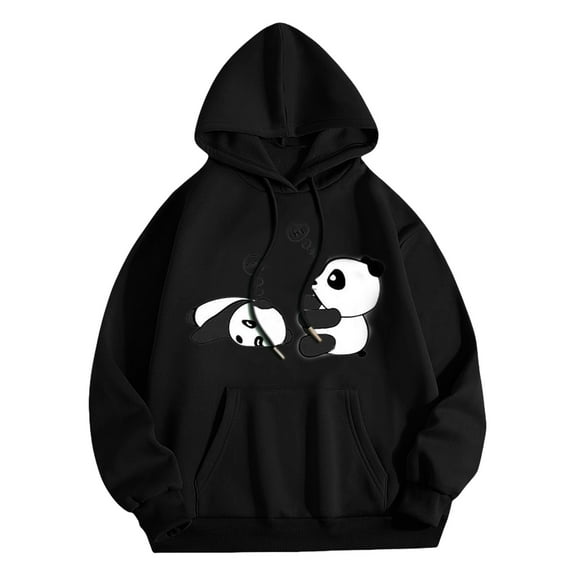 Asqwmvz Sweatshirts & Hoodies Womens Hoodies Cute Hoodie For Teenage Girls Kawaii Panda Print Hoodie Pullover Long Sleeve Hooded Sweatshirt For Teenage Girls XS-5XL