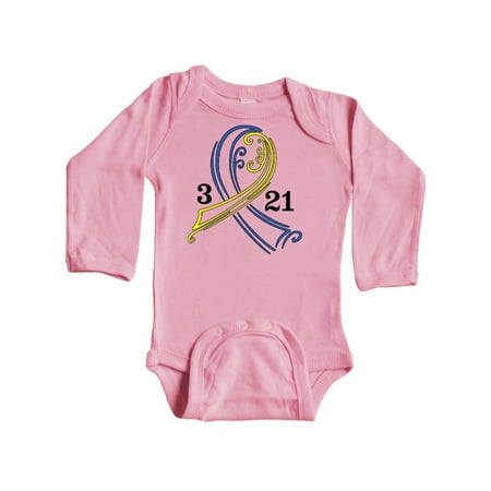 

Inktastic Down Syndrome Ribbon 3 21 Gift Baby Boy or Baby Girl Long Sleeve Bodysuit
