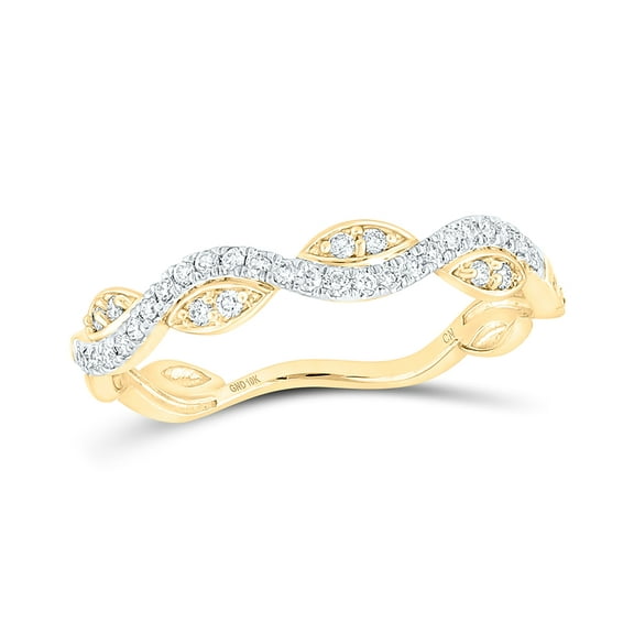10K Two-tone Gold Womens Round Diamond Wavy Stackable Band Ring 1/6ctw, Womens Size: 5-10
