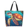 thumbnail image 1 of Fotbe Sea Turtle in Coral Bolsa Tote Estética de Lona con Estampado para Mujer - Bolsa Reutilizable de Hombro Casual para Vacaciones, Compras, Trabajo y Gimnasio, 1 of 8