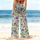 thumbnail image 4 of Pantalones de playa de gasa ligeros para mujer con protección solar, pantalones anchos de estilo bohemio estampados, blusa para mujer, 4 of 7