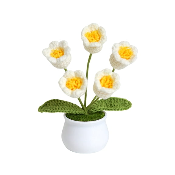 Hydrangea Artificial Flowers Single Handmade Crocheted Flower Pot - Multicolored Decorative Flower for Home, Or Gifting (Choose Your Favorite Color) (I)