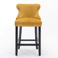 thumbnail image 2 of Smilegend Set of 2 Velvet Upholstered Barstools, Wingback Counter Height Chairs with Button Tufted Backrest, Wooden Legs and Chrome Nailhead Trim, Modern Leisure Bar Chairs (Gold), 2 of 8