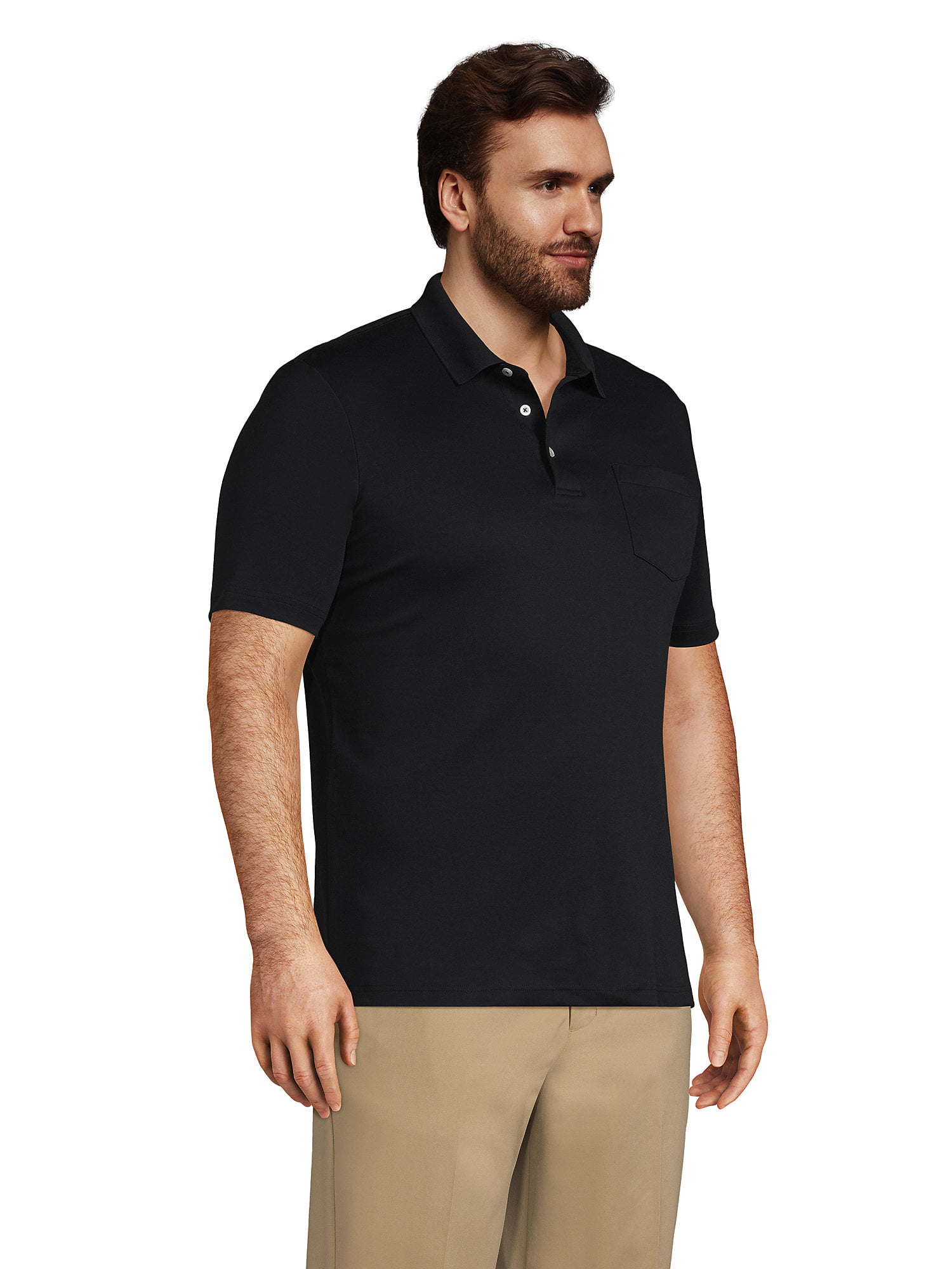 Lands' End Men's Big and Tall Short Sleeve Super Soft Supima Polo Shirt  with Pocket