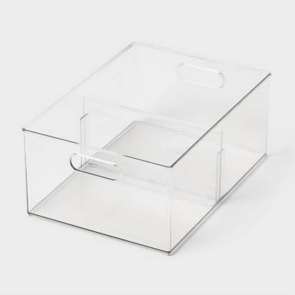 All Purpose Clear Storage Bin with Adjustable Divider Large