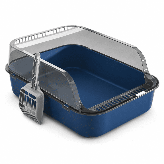 Cat Litter Pan, Oversized Semi-Closed Splashproof Container for Cats