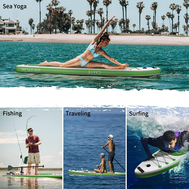 CYFIE 10.6ft Inflatable Paddle Board for Adult, Premium SUP Stand up Paddle  Board with Kayak Seat, SUP Accessories, Pump, 4 Pcs Adjustable Paddles