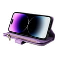 thumbnail image 5 of Multifunctional Case for iPhone 12 Pro Max,[RFID Blocking] 9 Credit Cards Holder with Wrist Strap, Premium PU Leather Zipper Wallet Purse Magnetic Flip Phone Cover For iPhone 12 Pro Max, Purple, 5 of 12