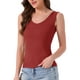 thumbnail image 4 of Camiseta sin mangas de modal para mujeres, cuello en U, ropa de descanso básica, tops de verano para dormir, XL color rojo vino, 4 of 6