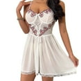 thumbnail image 4 of Tnhcen Women's Butterfly Embroidered Lace Sleep Dress Soft Spaghetti Straps Light Weight Nightgown for Cozy Sleep & Relaxation Loose Fit Casual Pajamas S-XL Women's White Sleepwear, 4 of 7