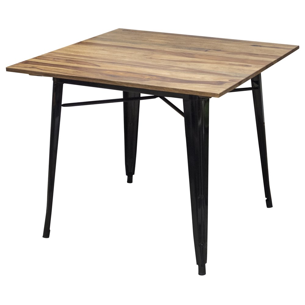 AmeriHome Dining Table 36" x 36" with Sheesham wood Top and Metal Legs