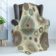 thumbnail image 4 of Beige Soft Flannel Fleece Blanket, Vintage Ornate Round Motifs Forms Oriental Nostalgic Artwork Old World in Retro Style, Cozy Plush for Indoor and Outdoor Use, 60" x 80", Multicolor, by Ambesonne, 4 of 5