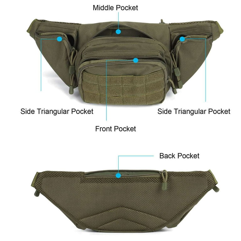 Spencer Unisex Tactical Fanny Pack Military Waist Bag Utility Belt Waterproof with Water Bottle Holder for Hiking Camping Fishing ACU, Adult Unisex