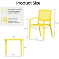 thumbnail image 3 of 3 Piece Patio Bistro Set, Outdoor Steel Furniture Set, Stackable Modern Conversation Sets for Balcony Garden Deck Patio w/2 Chairs 1 Table, Yellow, 3 of 6