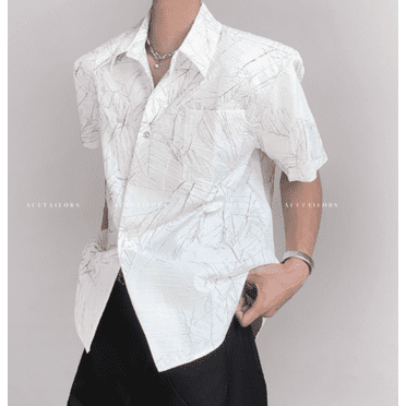 ACETAILORS Crackle Pattern Short Sleeve Shirt, Men's