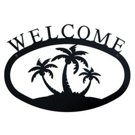 - Village Wrought Iron WEL-139-S Small Welcome Sign-Plaque - Palm Trees