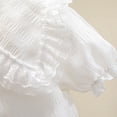 thumbnail image 5 of Girls White Peter Pan Collar Puff Sleeve Blouse Cotton Button Front School Uniform Top,Size 12 T, 5 of 9