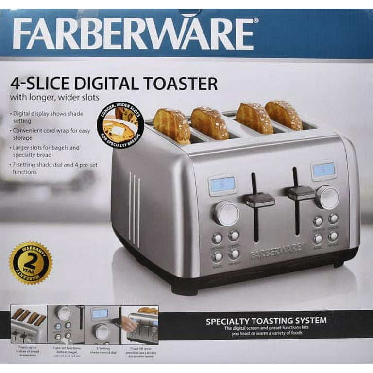 Farberware Stainless Steel Dual Control Digital 4 Slice Toaster 