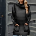 thumbnail image 2 of Nmnitkp Women's Fashion Round Neck Splicing Stripe Long Sleeve Pocket Split Loose T-Shirt Top Fall and Winter Blouse with Pockets, 2 of 9