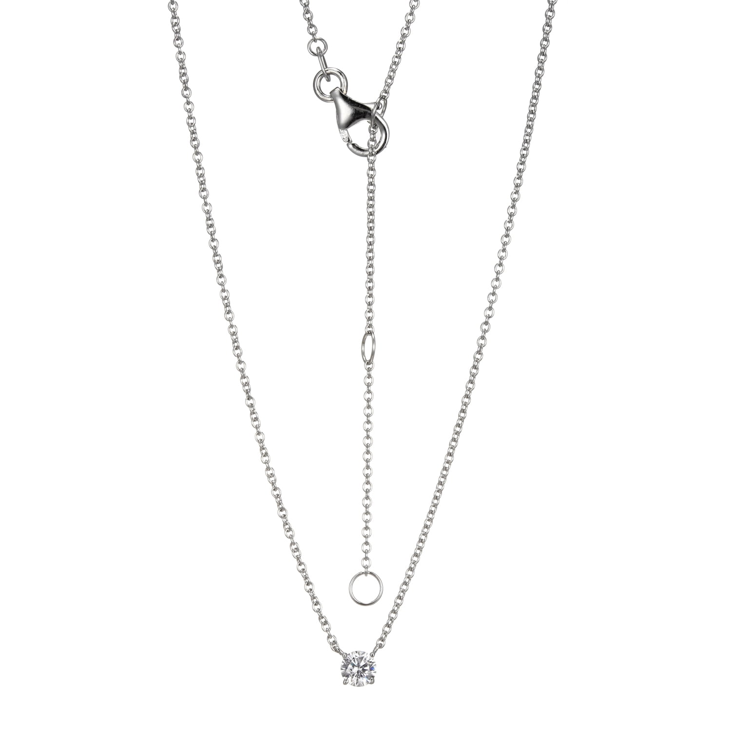 Forever Facets 1/4 CT TW Lab Grown Diamond Necklace in Platinum over Sterling Silver, Adult Female