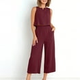 thumbnail image 6 of Cotton Linen Two Piece Sets for Women 2025 Wide Leg Two Piece Pants Set Casual Tank Tops Two Piece Outfits Summer Lounge Set, Limited Time Offer, 6 of 6