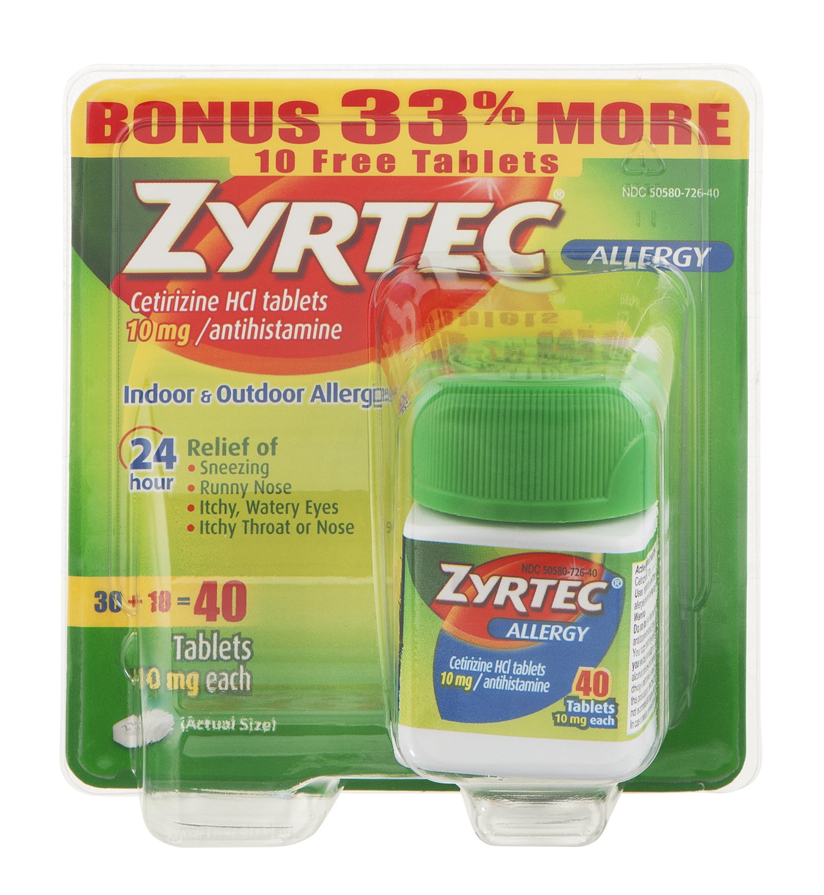 Zyrtec 24 Hour Allergy Relief Tablets, 40 Ct