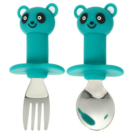 

Hemoton 1 Set Baby Short Handle Spoon Stainless Steel Fork Infant Feeding Tableware