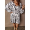 thumbnail image 6 of Women's Multicolour Leopard Print V Neck Mini Dress – Long Sleeve Casual Chic for Spring, XL, 6 of 10