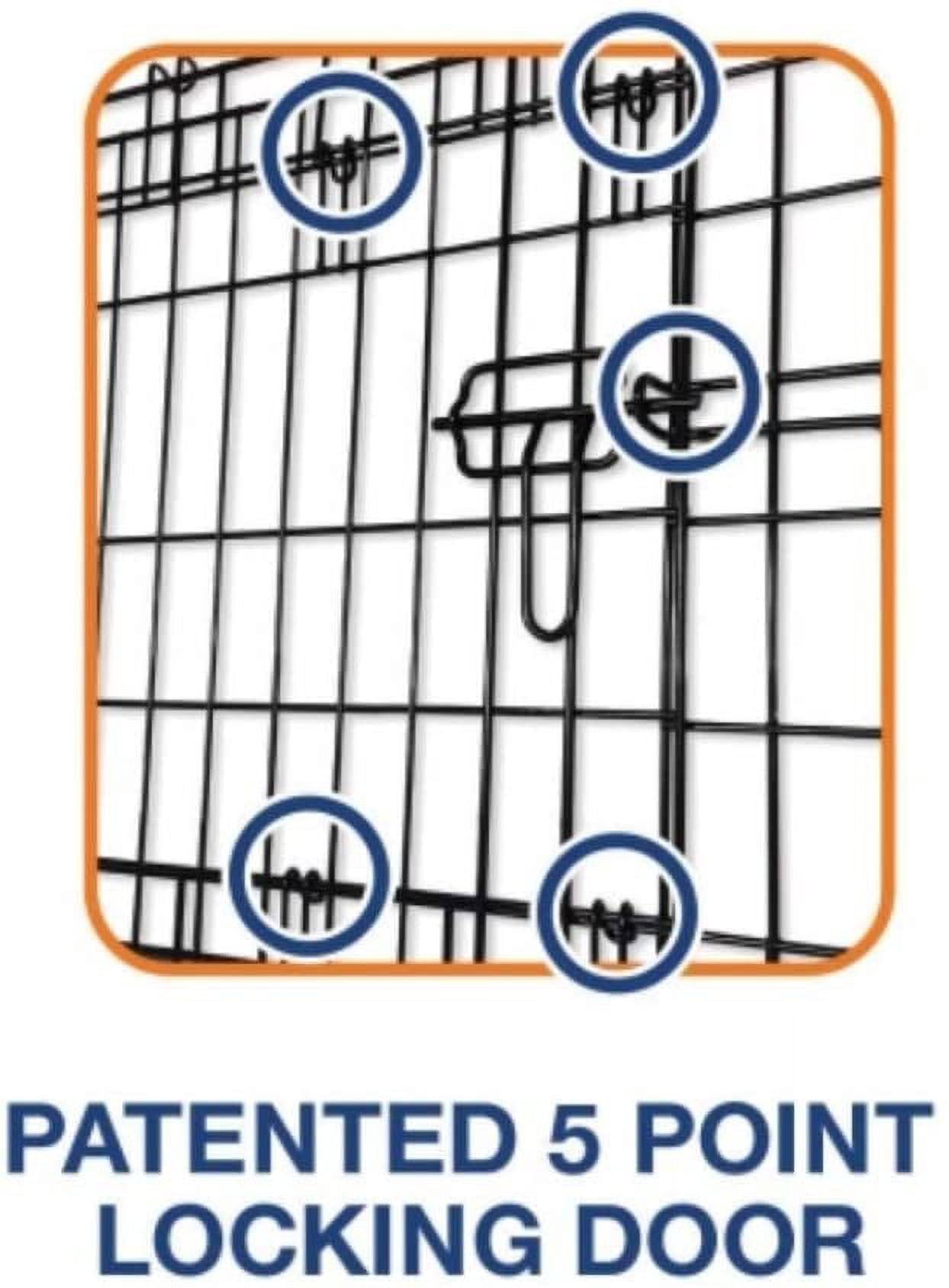 Two Door Wire Dog Crate with 5-Point Lock, 24 Inch for 15-30 lbs Pets,  & Collapsible