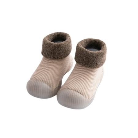 

SIMANLAN Girls Boys Floor Slippers Non-Skid Socks Rubber Soft Sole Sock Shoes House Lightweight First Walking Shoe Home Prewalker Slipper Khaki 6C