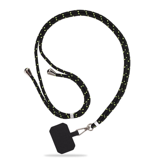 Cuerda universal para el cuello del teléfono móvil Hebilla a presión de metal ajustable Cordón con soporte antipérdida con tarjeta adhesiva Viajes al aire libre Senderismo Negro Verde Negro