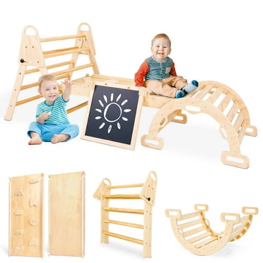 8 in 1 Pikler Triangle Set, Foldable Baby Climbing Toys, Montessori Climbing Set with Arch&Ramp&Ladder&Whiteboard, Toddler Climbing Toys, Indoor Playground Climbing Toys for Toddlers 1-3