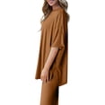 thumbnail image 4 of hotojiny Womens 2 Piece Outfits Summer Casual Loose Half Sleeve Pullover Tops and Wide Leg Cropped Pants Lounge Tracksuit, 4 of 6
