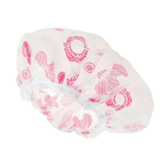 Unique Bargains 1 Pc Reusable Single Layer Shower Cap for Shower Pink PEVA